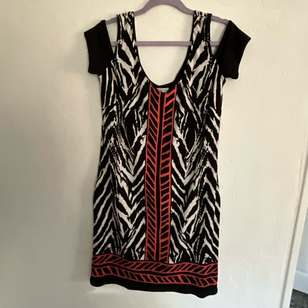 Boston Proper Zebra Print Cold Shoulder Dress Medium